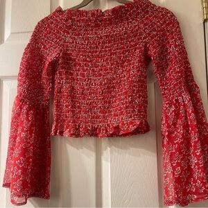 ❤️2/$15 or 3/$21❤️ RD Style Smocked Bell Sleeve Crop Top Blouse, Size XS